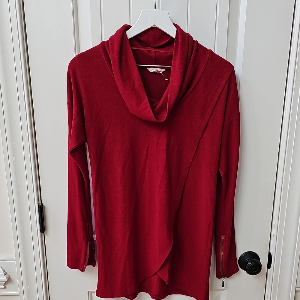 Double Zero Rich Red Cowl Neck Sweater
